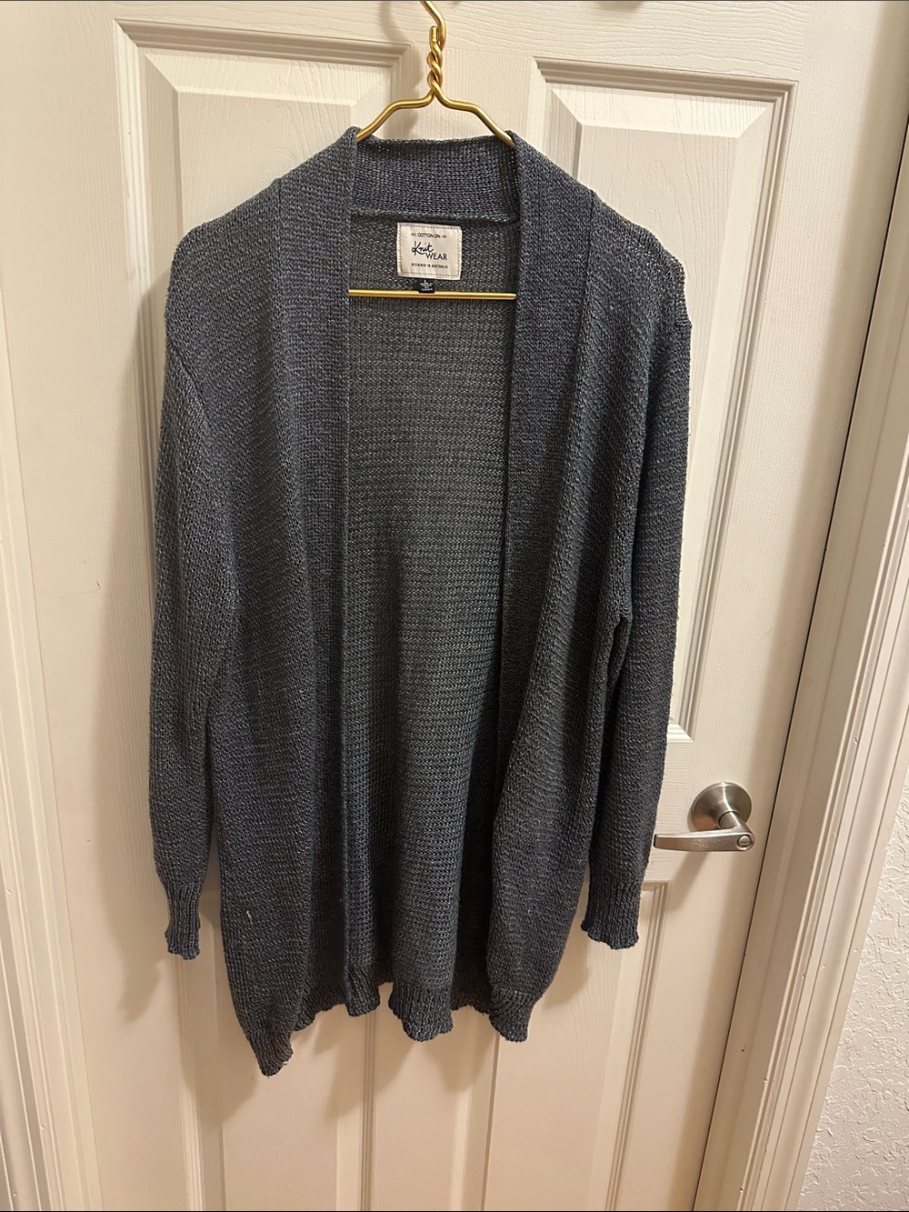 Cotton On Slate Blue Open Front Knit Cardigan
